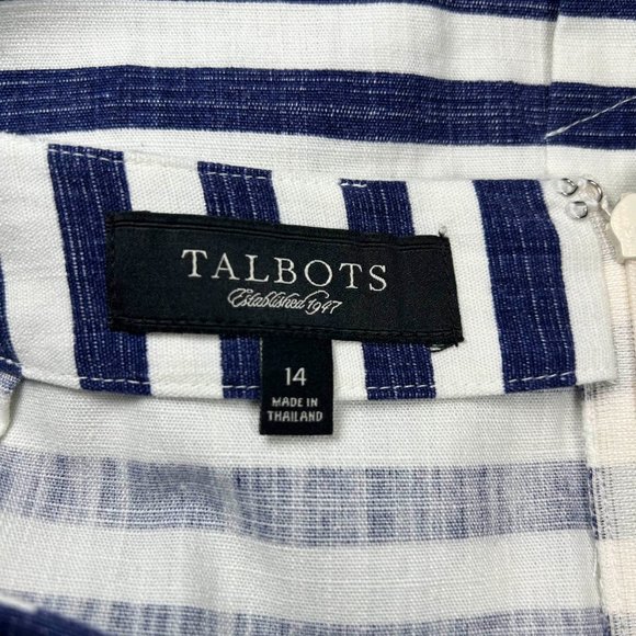 Talbots | Navy and White Striped Pencil Skirt Size 14 - Picture 4 of 6